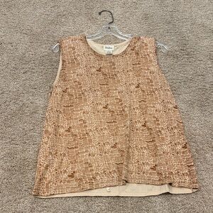 Neiman Marcus Textured Tan Sleeveless Blouse